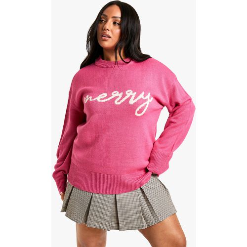 Grande Taille - Pull Oversize À Slogan Merry - 50 - boohoo - Modalova