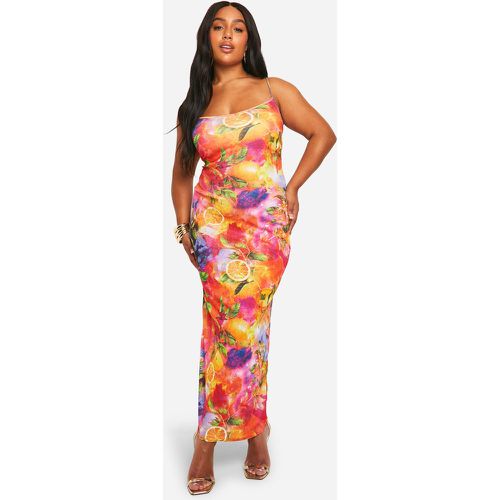 Grande Taille - Robe Longue Texturé À Imprimé Fruit - 46 - boohoo - Modalova