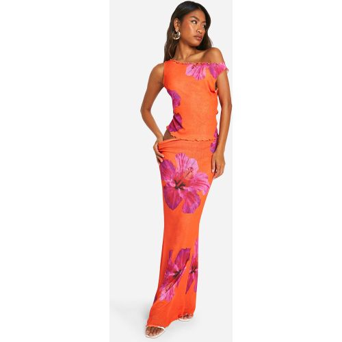 Jupe Longue Fleurie À Ourlets Ondulés - 38 - boohoo - Modalova