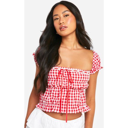 Crop Top À Taille Froncée Et Manches Bouffantes - 38 - boohoo - Modalova