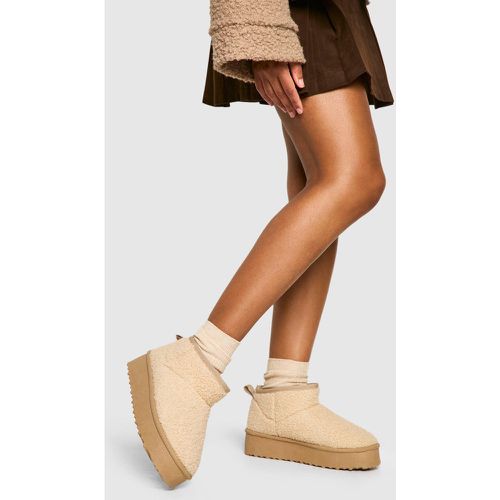 Bottines En Polaire À Plateforme - Blanc Écru - 39, Blanc Écru - boohoo - Modalova