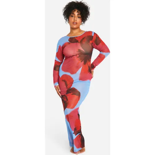 Grande Taille - Robe De Plage Longue Fleurie - 44 - boohoo - Modalova