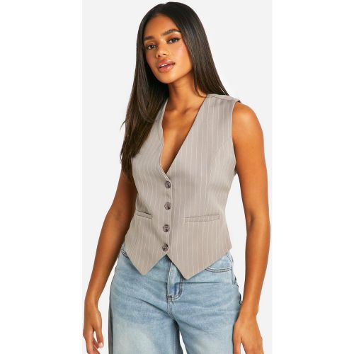 Gilet De Costume À Rayures Fines Sans Manches - L - boohoo - Modalova