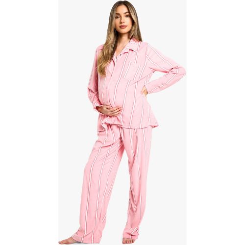 Maternité - Ensemble De Pyjama Rayé En Polaire - 40 - boohoo - Modalova