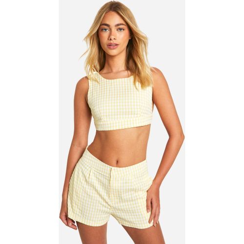 Crop Top À Dos Nu Et Carreaux - 34 - boohoo - Modalova