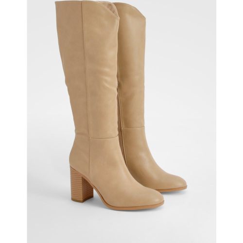 Bottes Hautes À Talon En Bois - 36 - boohoo - Modalova