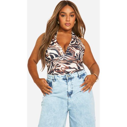 Grande Taille - Top À Décolleté Plongeant Et Imprimé Animal - 44 - boohoo - Modalova
