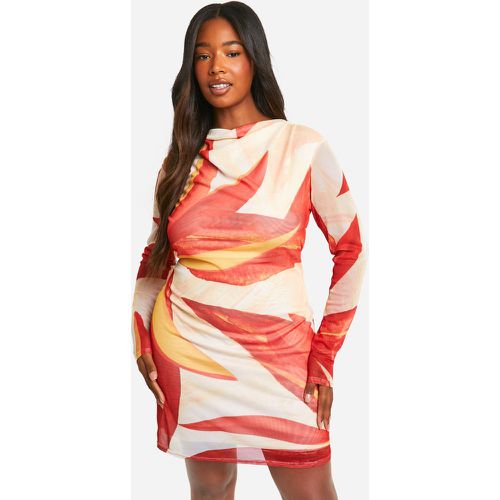 Grande Taille - Robe Courte Fleurie En Mesh - 46 - boohoo - Modalova