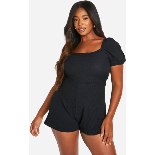 Grande Taille - Combishort Ample Texturé À Manches Bouffantes - 44 - boohoo - Modalova