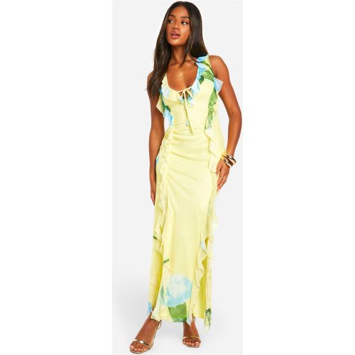 Robe Longue Fleurie À Volants - 36 - boohoo - Modalova