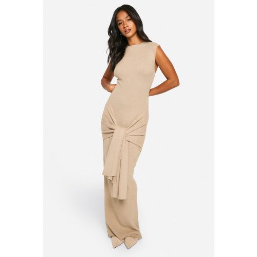 Petite" - Robe Longue Nouée En Maille Côtelée Premium - S - boohoo - Modalova