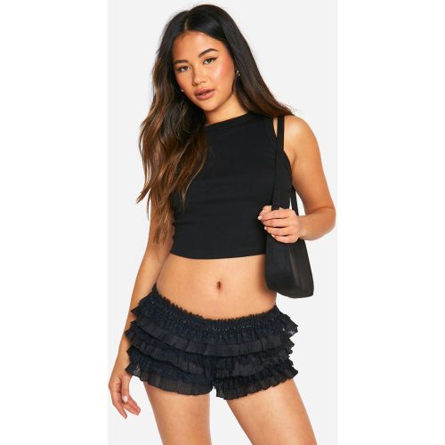 Short Court En Dentelle À Détails Volantés - 34 - boohoo - Modalova