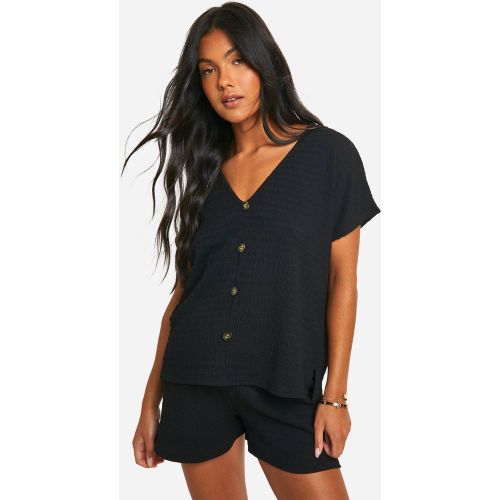 Maternité - Chemise De Grossesse Côtelée À Manches Courtes - 42 - boohoo - Modalova