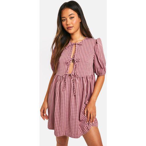 Robe Courte Nouée Sur Le Devant À Carreaux - 40 - boohoo - Modalova