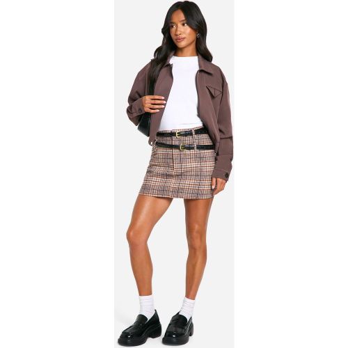Petite" - Mini-Jupe Effet Laine À Carreaux - 34 - boohoo - Modalova
