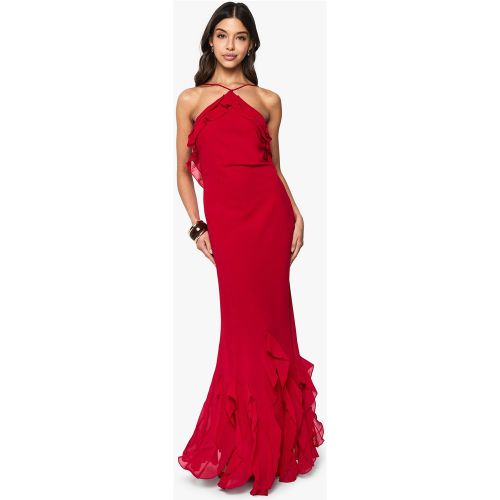 Robe Moulante Longue À Détails Volantés Et Fente - 36 - boohoo - Modalova
