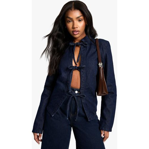 Veste Chemise En Jean Nouée À Nœud - 40 - boohoo - Modalova