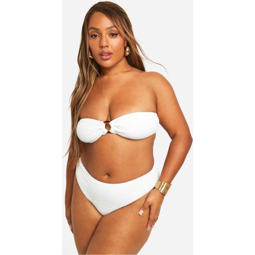 Grande Taille - Bikini Texturé À Anneau - Blanc Écru - 56, Blanc Écru - boohoo - Modalova
