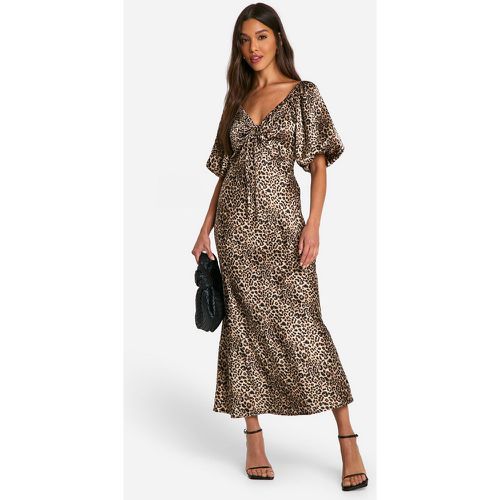 Robe Mi-Longue À Imprimé Léopard Et Manches Bouffantes - 40 - boohoo - Modalova