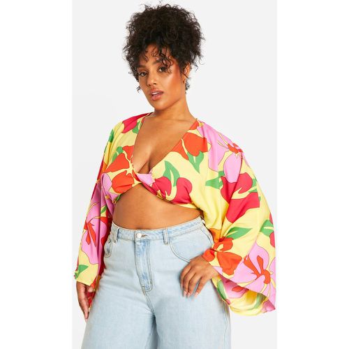 Grande Taille - Crop Top Fleuri À Manches Longues - 46 - boohoo - Modalova