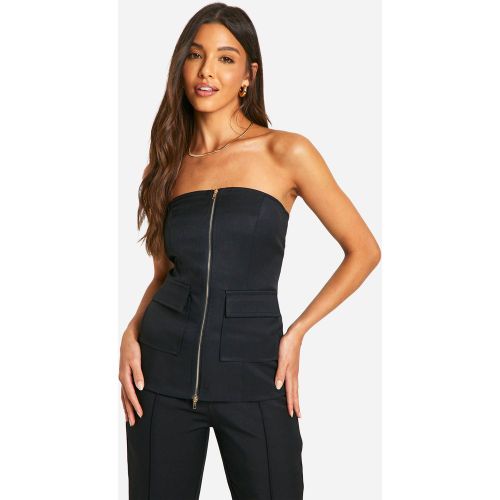Top Bandeau Long Zippé - 38 - boohoo - Modalova