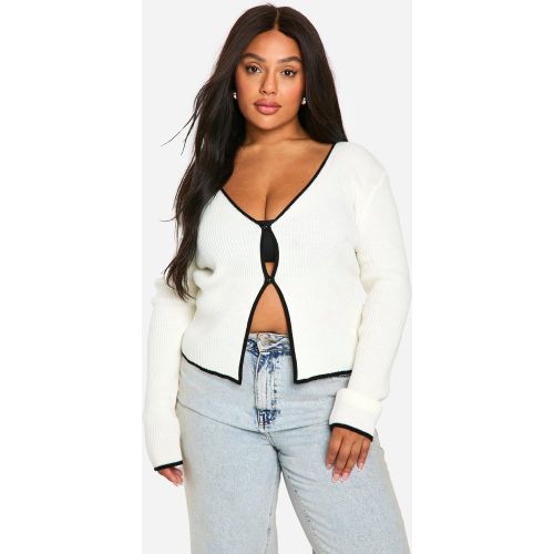 Grande Taille - Cardigan Boutonné À Bordures Contrastantes - 44 - boohoo - Modalova