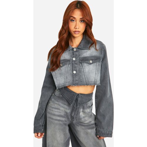 Veste Courte En Jean Délavée - 38 - boohoo - Modalova