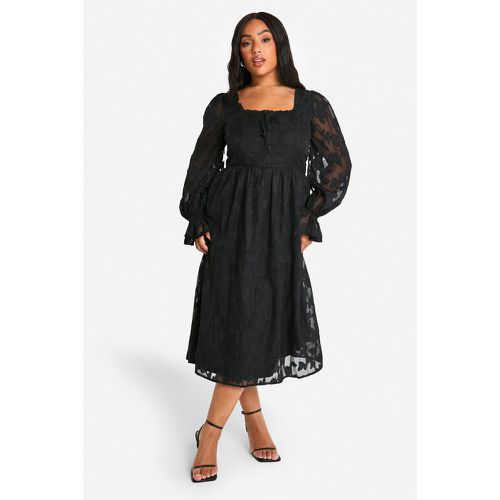 Grande Taille - Robe Patineuse Mi-Longue Fleurie - 48 - boohoo - Modalova