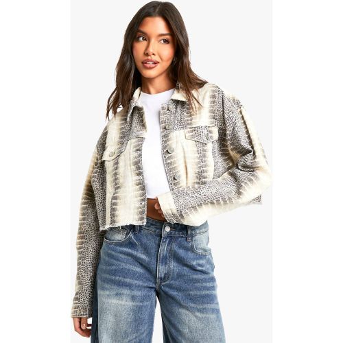 Veste Courte En Jean Croco - 34 - boohoo - Modalova