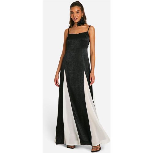 Robe Longue Satinée À Détails Contrastants - 42 - boohoo - Modalova