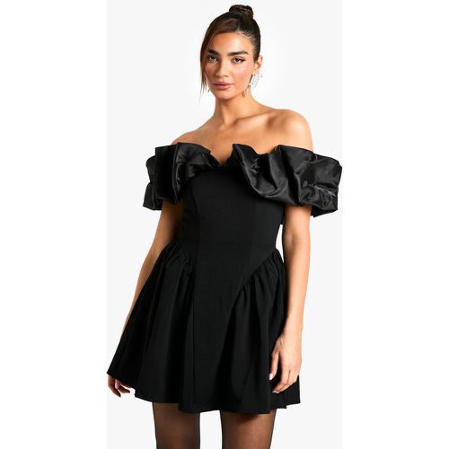 Robe Patineuse À Volants Et Col Bateau - 38 - boohoo - Modalova