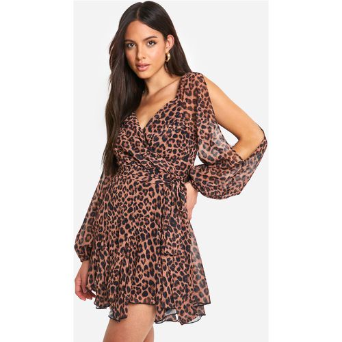 Robe Patineuse À Imprimé Léopard Et Dentelle - 40 - boohoo - Modalova