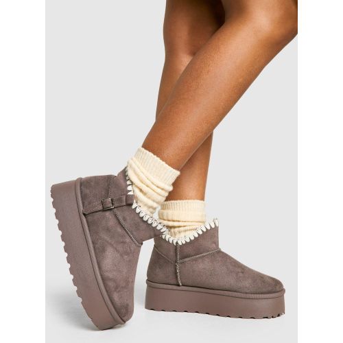 Bottines Confort À Plateforme Et Coutures Apparentes - 36 - boohoo - Modalova