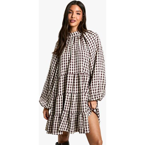 Robe Babydoll Texturée À Carreaux - 38 - boohoo - Modalova