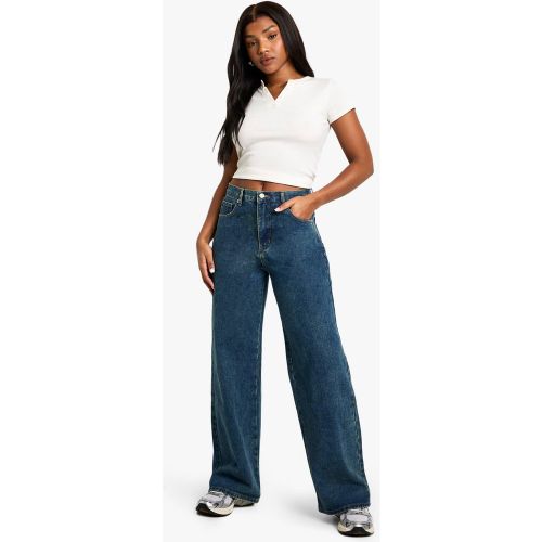 Jean Large - Bleu - 34, Bleu - boohoo - Modalova