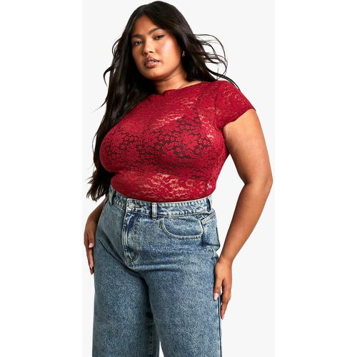 Grande Taille - Top En Dentelle À Manches Capées - 46 - boohoo - Modalova