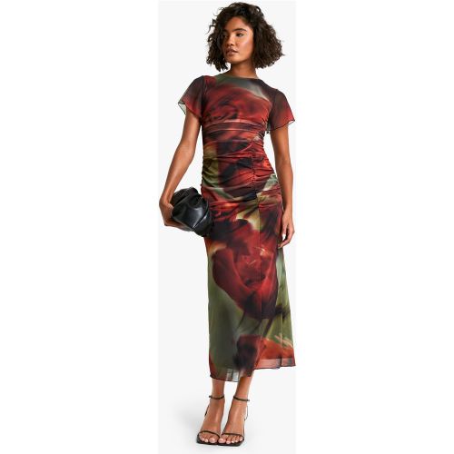 Tall" - Robe Mi-Longue Froncée Fleurie - 34 - boohoo - Modalova