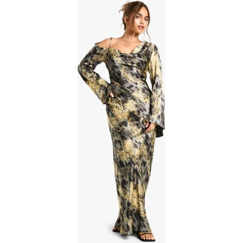 Petite" - Robe Longue Drapée À Imprimé Animal - 34 - boohoo - Modalova