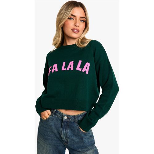 Pull De Noël Court À Slogan Fa La La - S - boohoo - Modalova