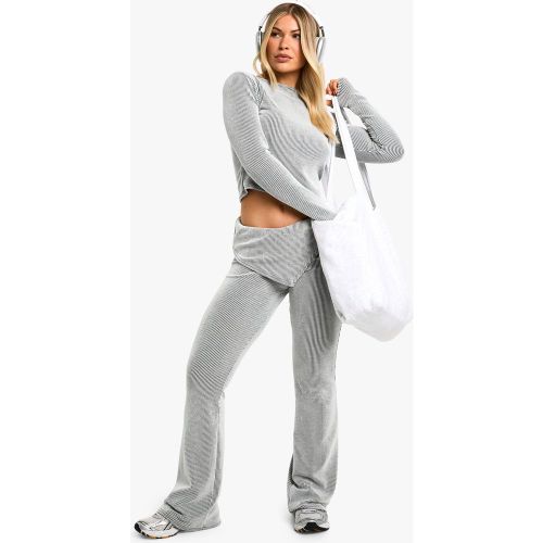 Ensemble Côtelé Avec Top À Manches Longues Et Pantalon Large - 34 - boohoo - Modalova