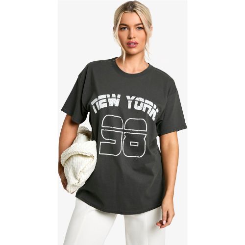 T-Shirt Oversize Délavé À Slogan New York - S - boohoo - Modalova