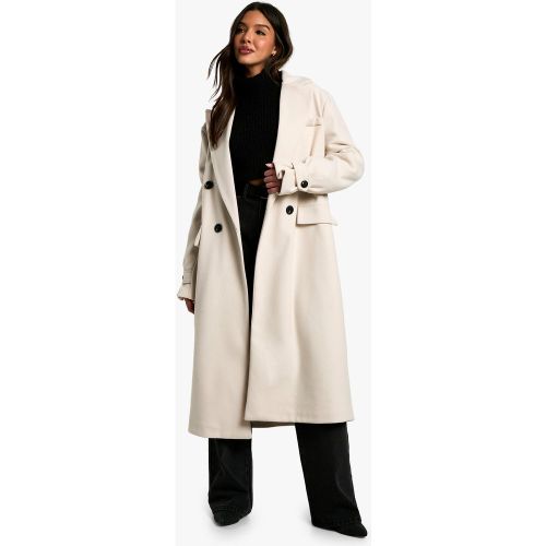 Manteau Oversize Effet Laine - Blanc Écru - 36, Blanc Écru - boohoo - Modalova