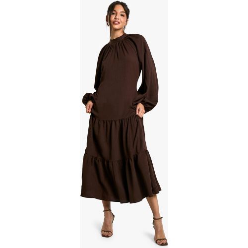 Robe Mi-Longue Texturée À Volants - 36 - boohoo - Modalova