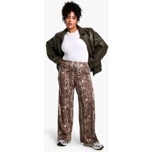 Grande Taille - Pantalon Large À Imprimé Animal - 52 - boohoo - Modalova