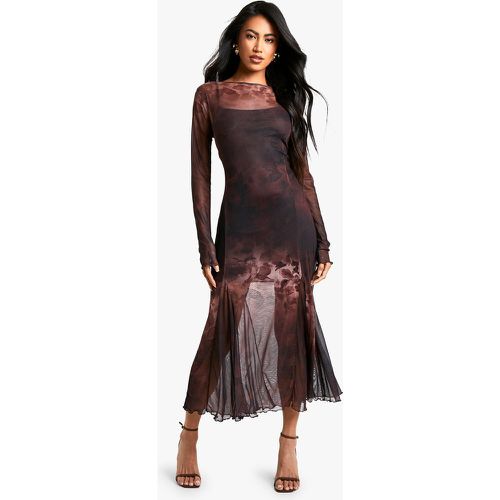 Robe Longue Fleurie À Ourlets Contrastants - 38 - boohoo - Modalova