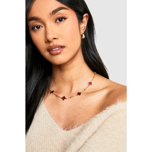 Collier Trèfle À Imprimé Cerise - One Size - boohoo - Modalova