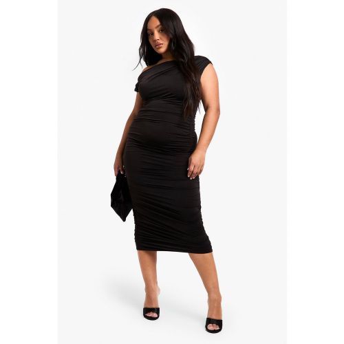 Grande Taille - Robe Mi-Longue Froncée Asymétrique - 44 - boohoo - Modalova