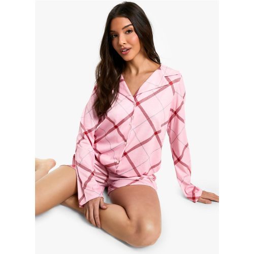 Pyjama De Noël À Manches Longues Et Short - 34 - boohoo - Modalova