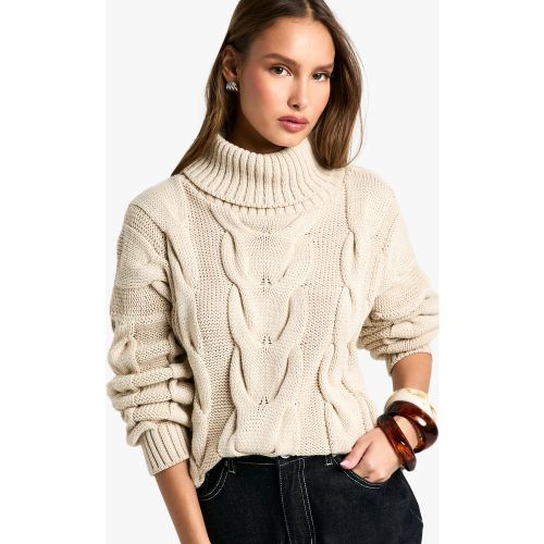 Pull Oversize En Maille Épaisse À Col Roulé - L - boohoo - Modalova