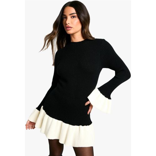 Petite" - Robe Patineuse Contrastante À Manches Évasées - S - boohoo - Modalova